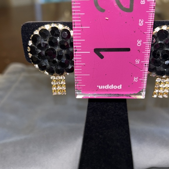 Jet Black Clustered Crystal Button Earrings-Boutique - Picture 5 of 5